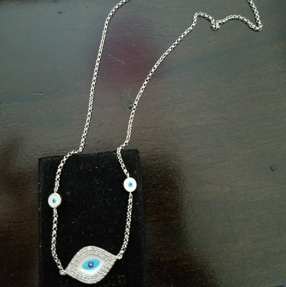 Evil eye 14k white gold with diamonds